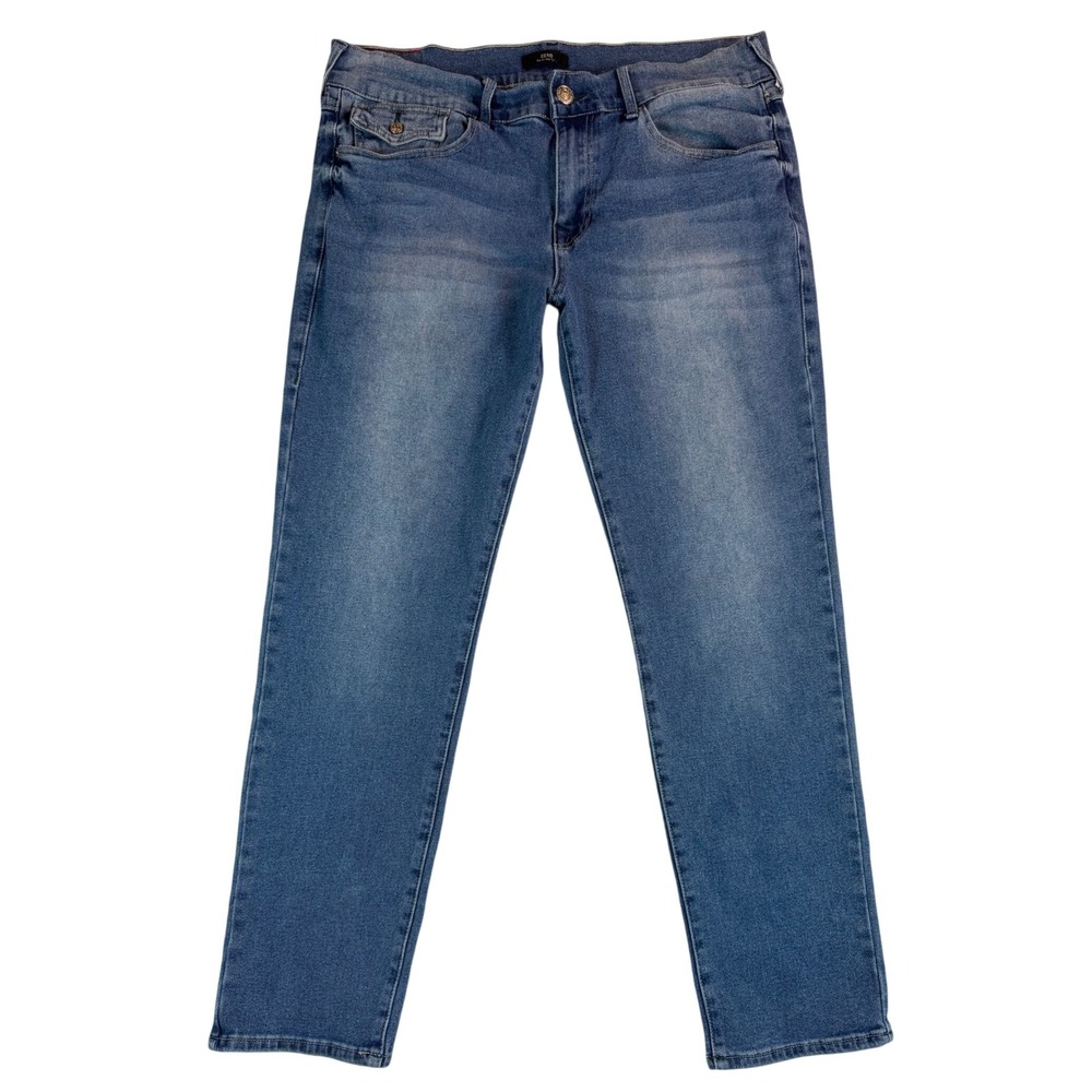 True Religion Geno Relaxed Slim Blue Jeans Mens 36 Medium Wash Stretch Denim - Picture 2 of 9